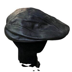 Choppers Black Leather Newsboy Cap Mens L XL Used